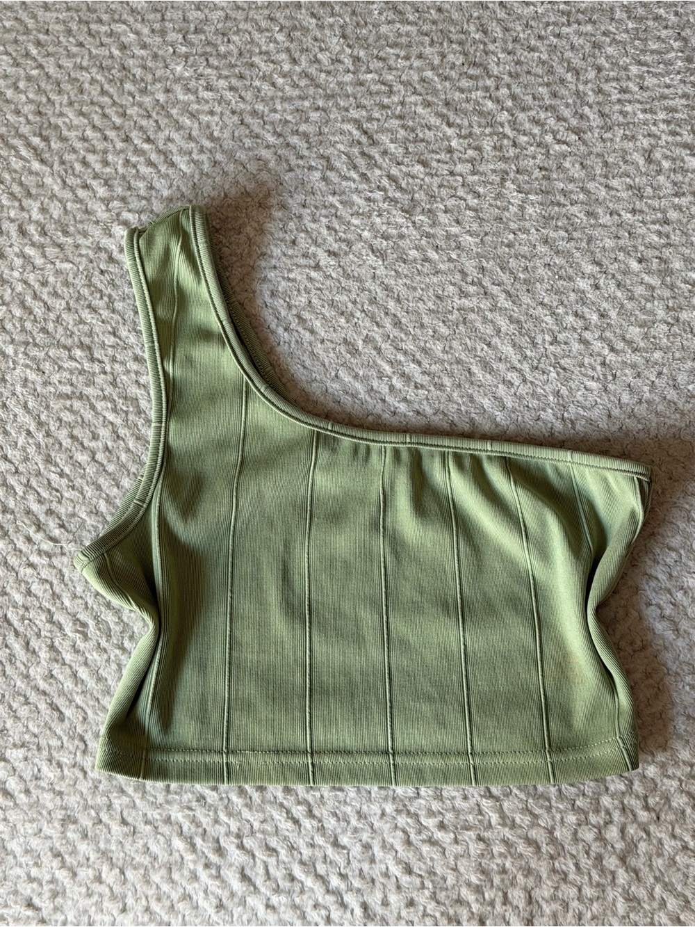 One-Shoulder Olive Green Womenโs Crop Top